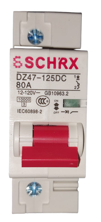 Circuit Breaker DZ47-125DC 1P 80A (12V-120V)